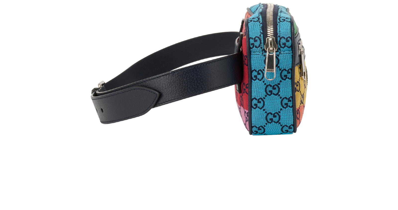 GG Belt Bag, &pound;450, Handbags, Green/Navy/Yellow, Canvas, Side view